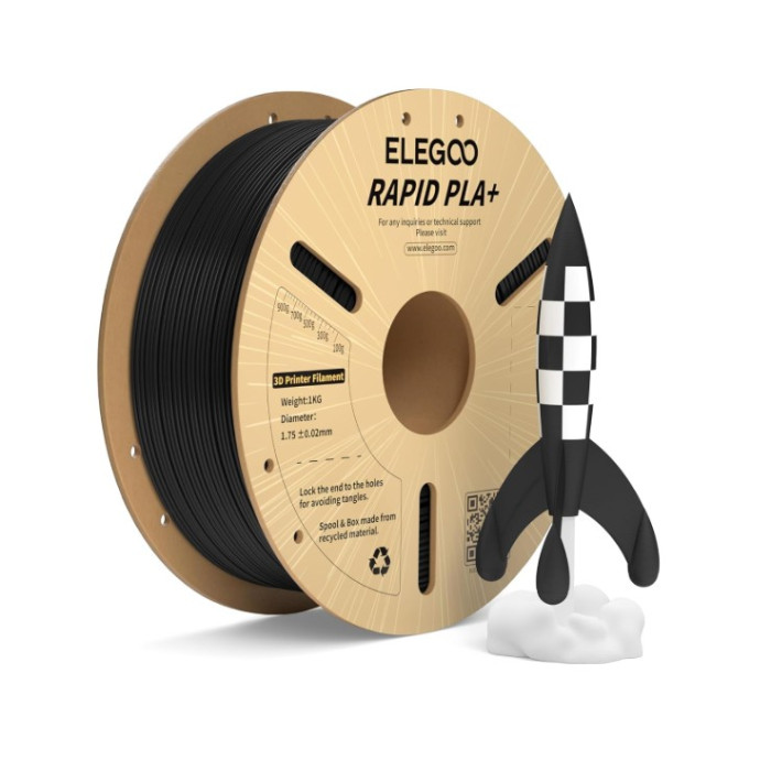 Філамент для 3D принтера ELEGOO Rapid PLA+ 1 кг 1.75мм Black (50.203.0114)