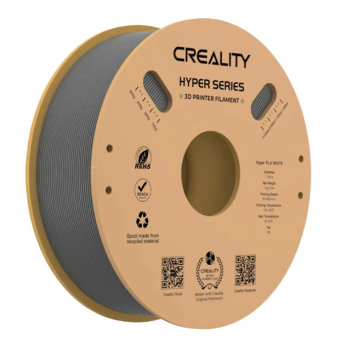 Філамент для 3D принтера Creality Hyper PLA 1кг 1.75мм Grey (3301010340)