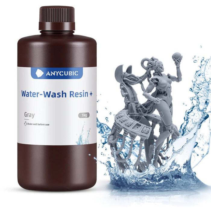 Фотополімерна смола Anycubic Water-Wash Resin Plus 1кг Grey (SSXGY-104D)