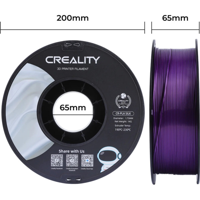 Філамент для 3D принтера Creality CR-PLA Silk 1кг 1.75мм Purple (3301120005)