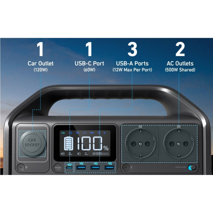 Зарядна станція Anker 535 PowerHouse 512 Wh | 500W EU (A1750311)