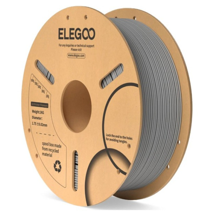 Філамент для 3D принтера ELEGOO PLA 1 кг 1.75мм Grey (50.203.0040)